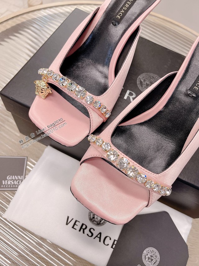 Versace專櫃2022新款女鞋 範思哲魚嘴方跟涼鞋 dx3553